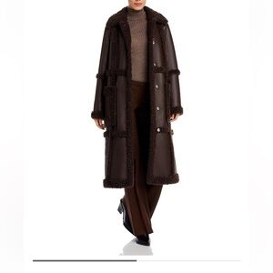 Stand Studio Patrice faux shearling coat in dark brown size small / FR 34